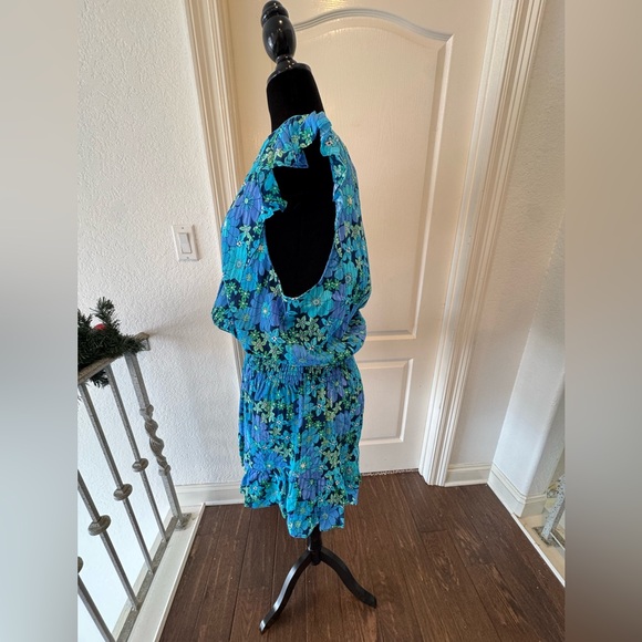NWT Ramy Brook Sz XXL Charlene Dress in Blue and Green Floral ($395) - Picture 7 of 11